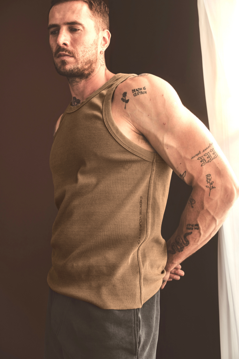 Ribbed Tank in Stretch Cotton