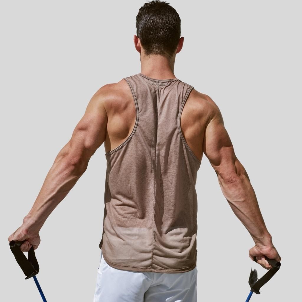EYSOM Men's Khaki Slub Fundamental Tank 