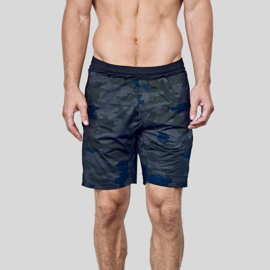 EYSOM Men&#39;s Olive Camo 8&quot; Lined Training Shorts