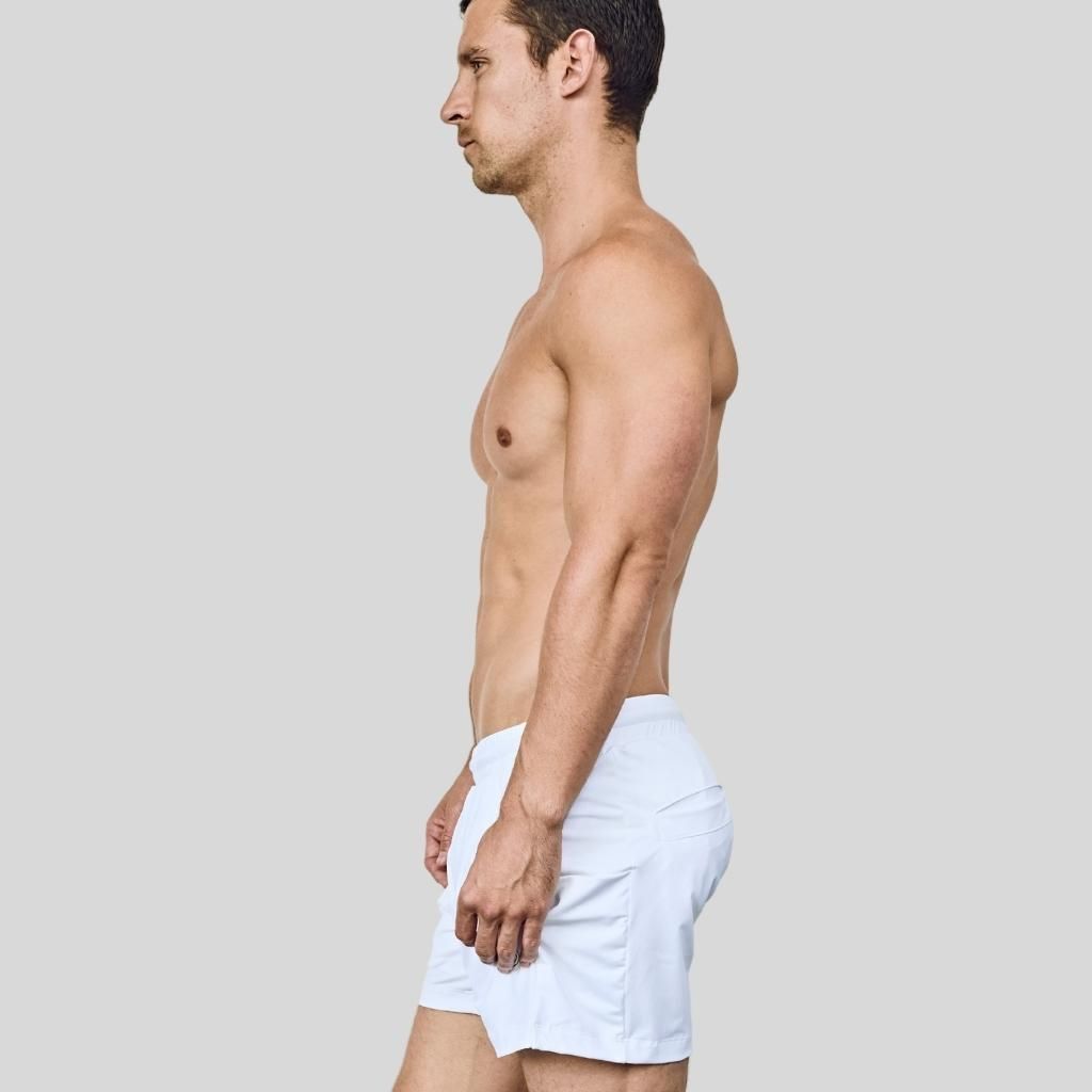 EYSOM Men&#39;s White 5-Inch Training Shorts